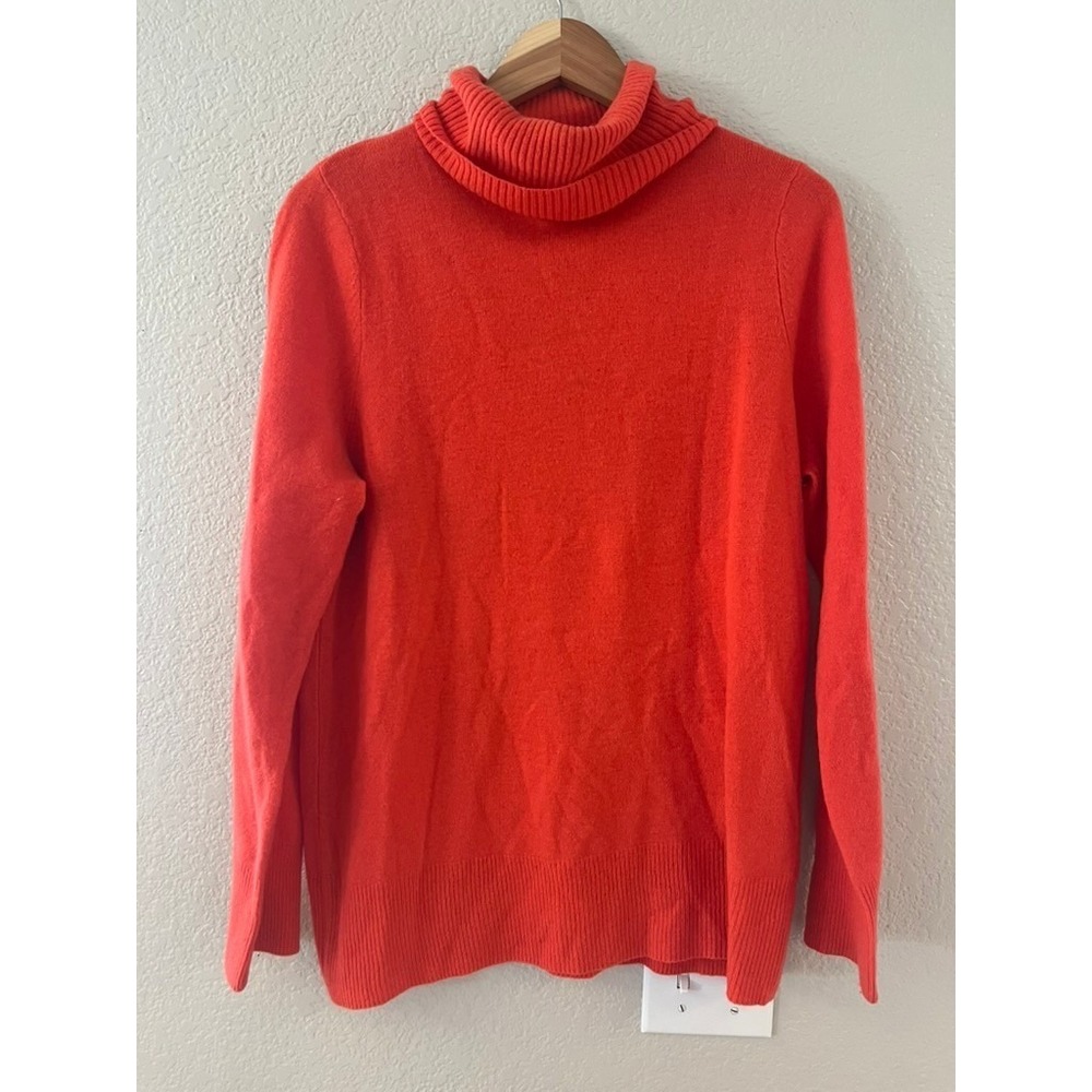 DG2 Diane Gilman‎ 100% Cashmere Turtleneck Sweater Orange Red Large RN92309